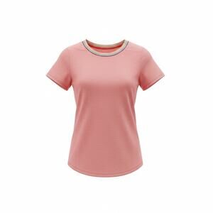 LOFT Outlet Women’s Small Coral Short Sleeve Top Rainbow Trim Neck Casual Tee